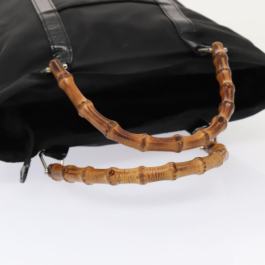 GUCCI Bamboo Hand Bag Nylon Black Gold 000 3754 0508 bs17437