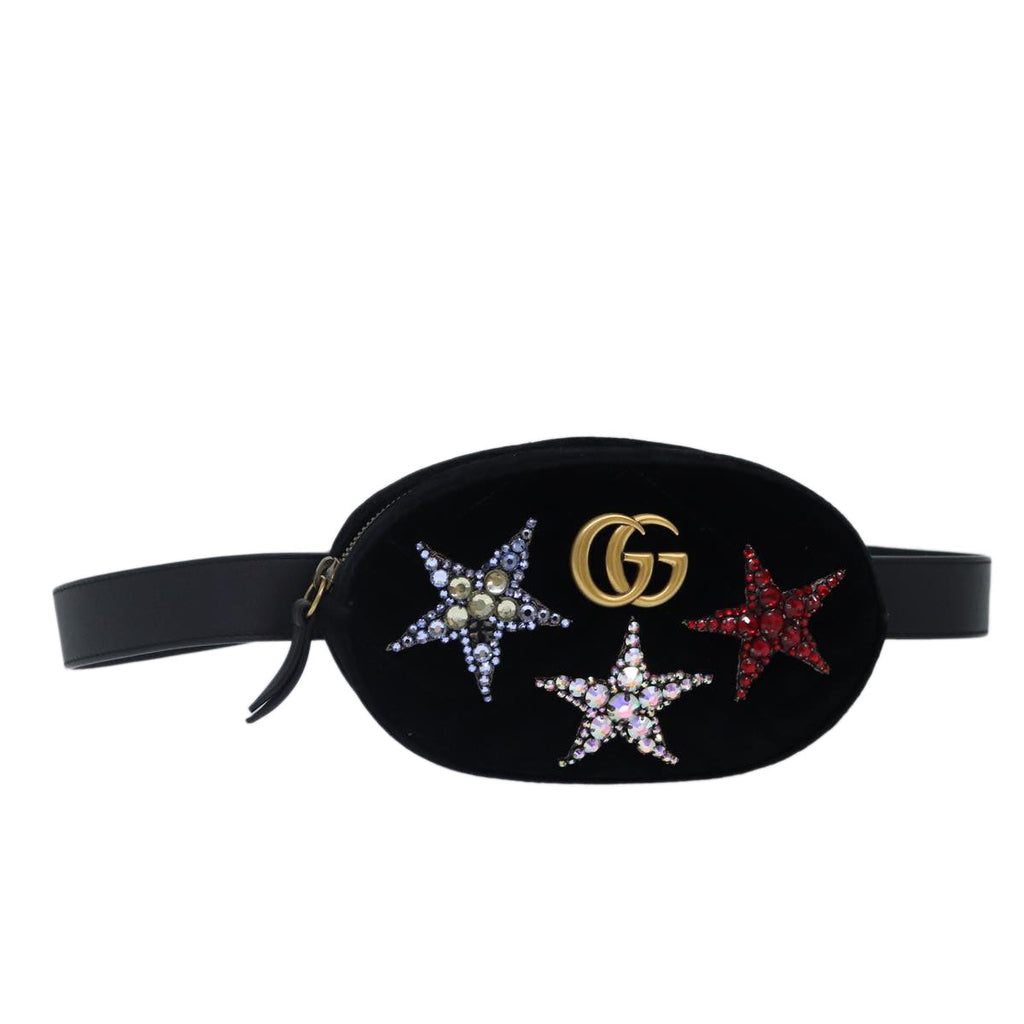 GUCCI Waist bag Velor Black Gold 476434 bs17475