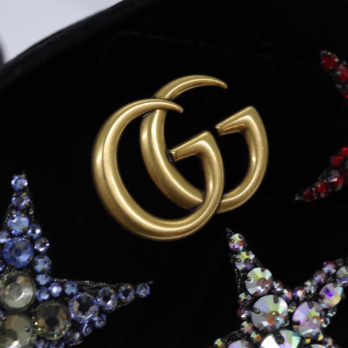 GUCCI Waist bag Velor Black Gold 476434 bs17475