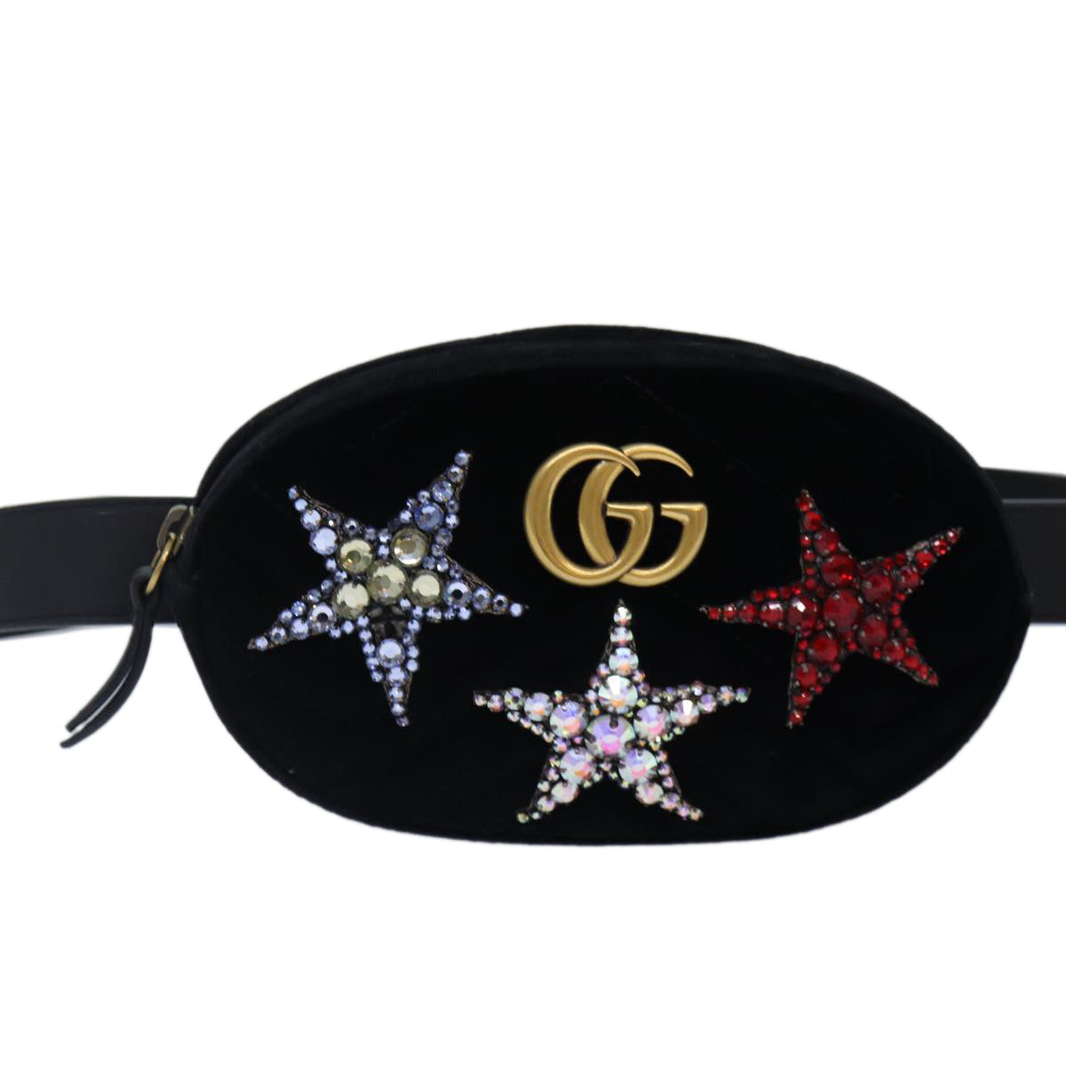 GUCCI Waist bag Velor Black Gold 476434 bs17475