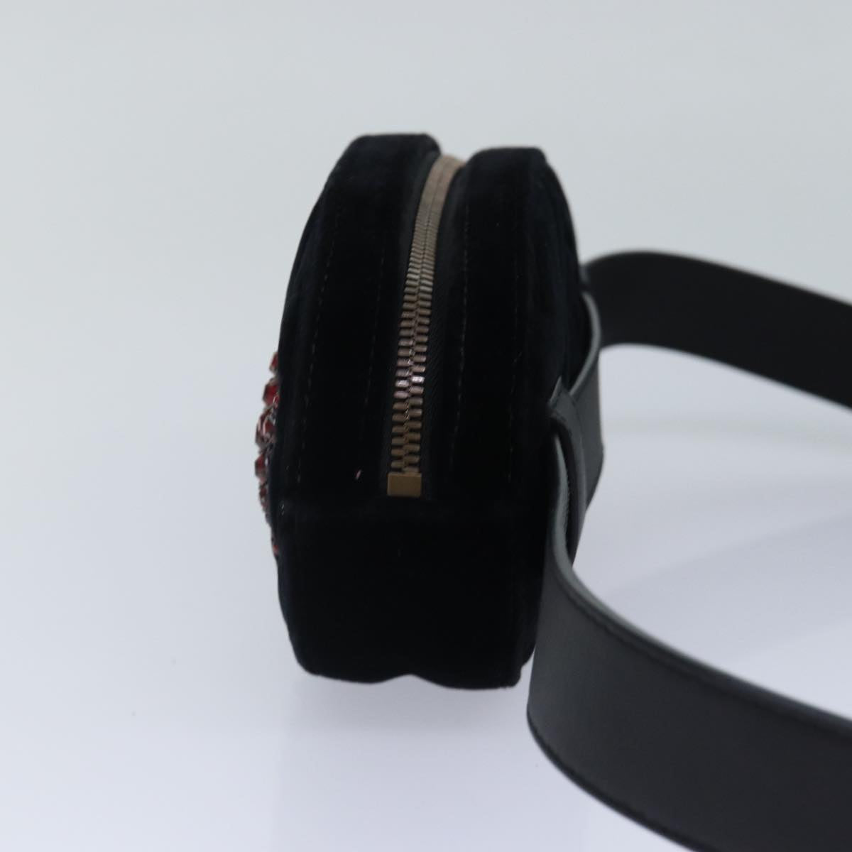 GUCCI Waist bag Velor Black Gold 476434 bs17475