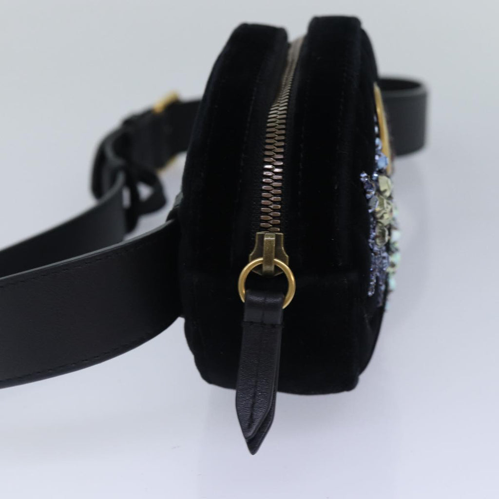 GUCCI Waist bag Velor Black Gold 476434 bs17475