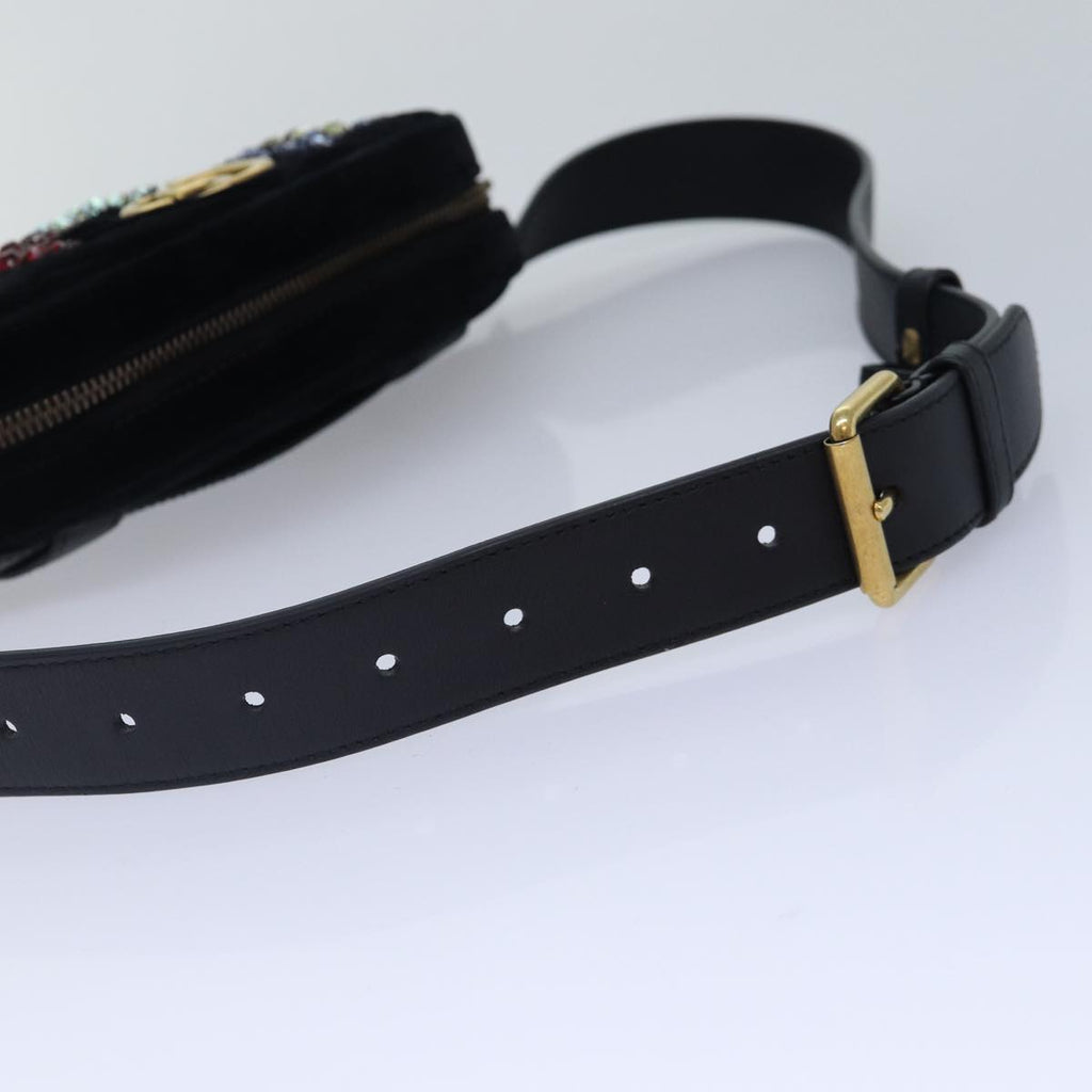 GUCCI Waist bag Velor Black Gold 476434 bs17475