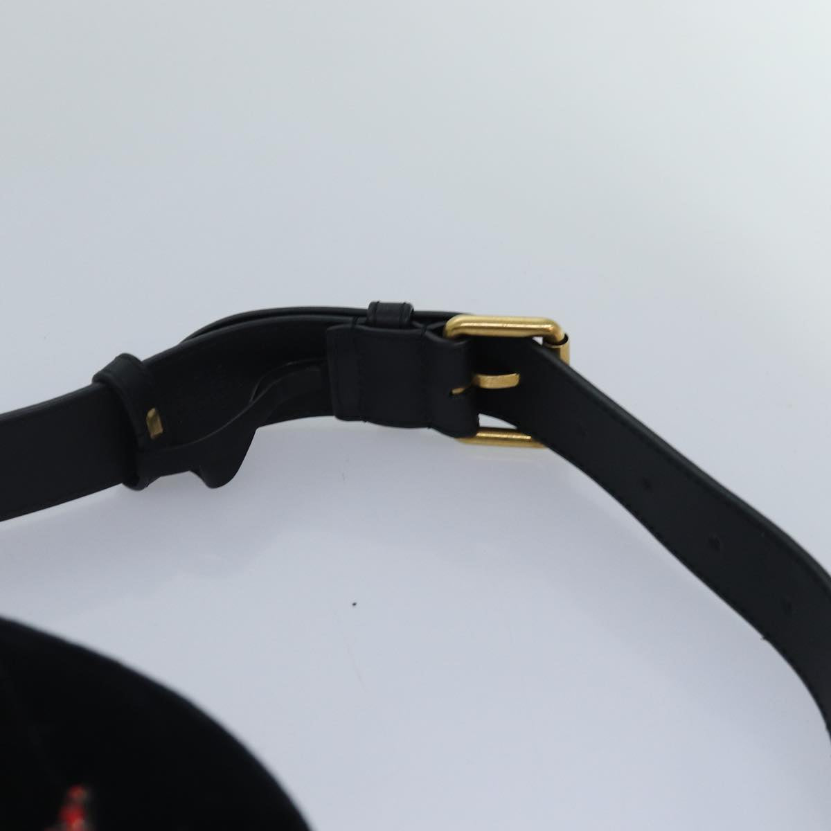 GUCCI Waist bag Velor Black Gold 476434 bs17475