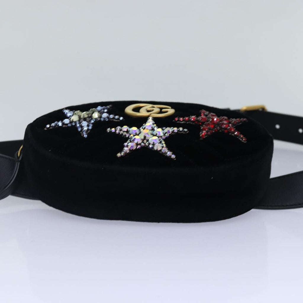 GUCCI Waist bag Velor Black Gold 476434 bs17475