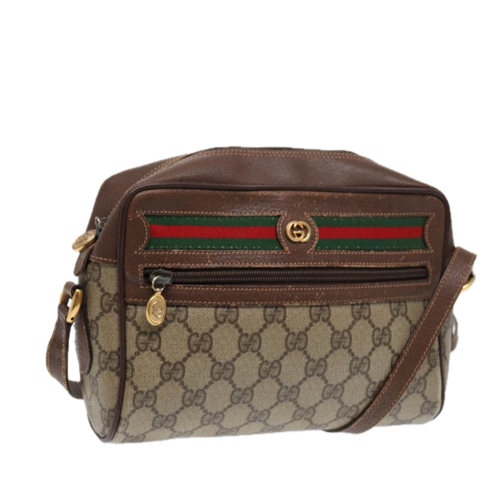 GUCCI GG Supreme Web Sherry Line Shoulder Bag PVC Beige 56 02 087 bs17476