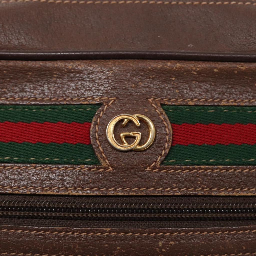 GUCCI GG Supreme Web Sherry Line Shoulder Bag PVC Beige 56 02 087 bs17476