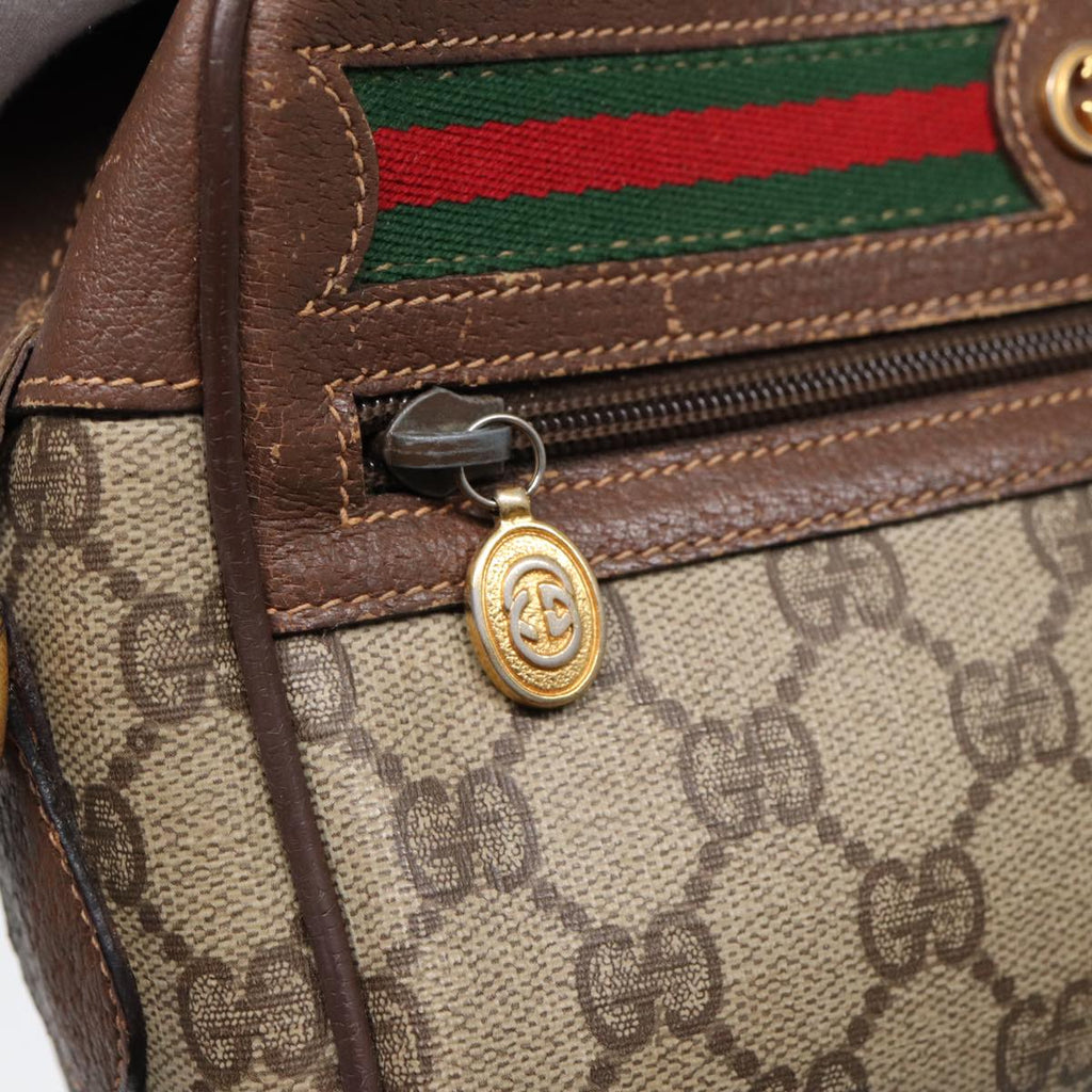 GUCCI GG Supreme Web Sherry Line Shoulder Bag PVC Beige 56 02 087 bs17476