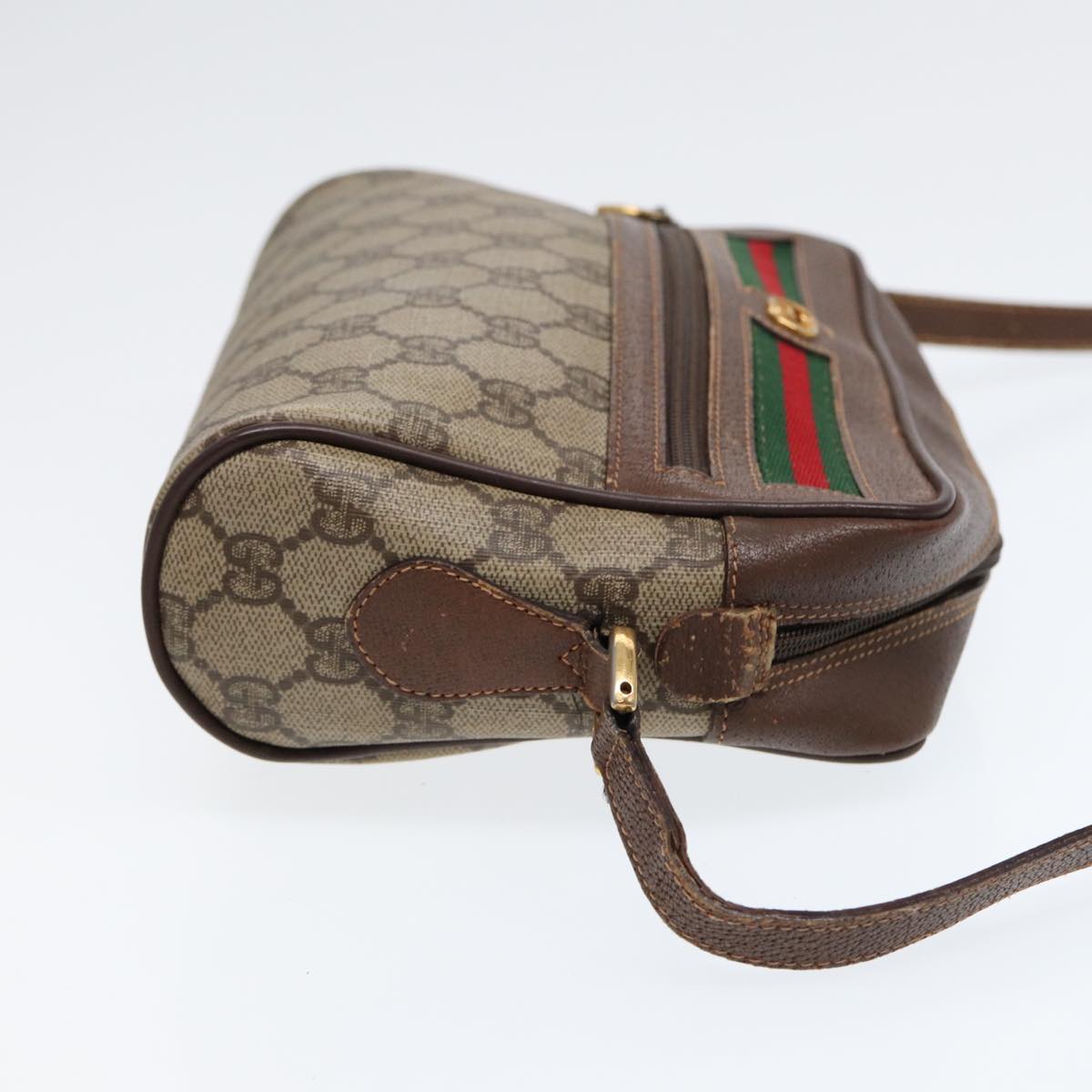 GUCCI GG Supreme Web Sherry Line Shoulder Bag PVC Beige 56 02 087 bs17476