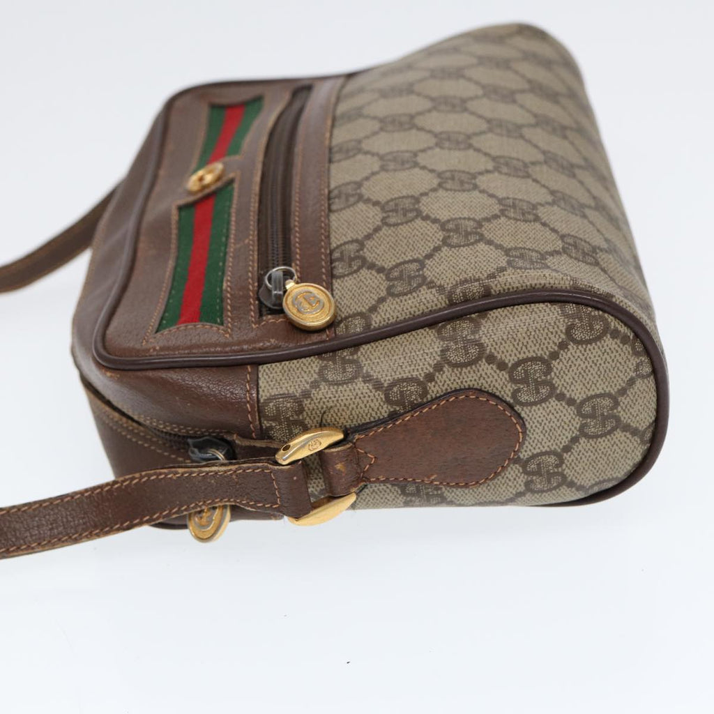 GUCCI GG Supreme Web Sherry Line Shoulder Bag PVC Beige 56 02 087 bs17476