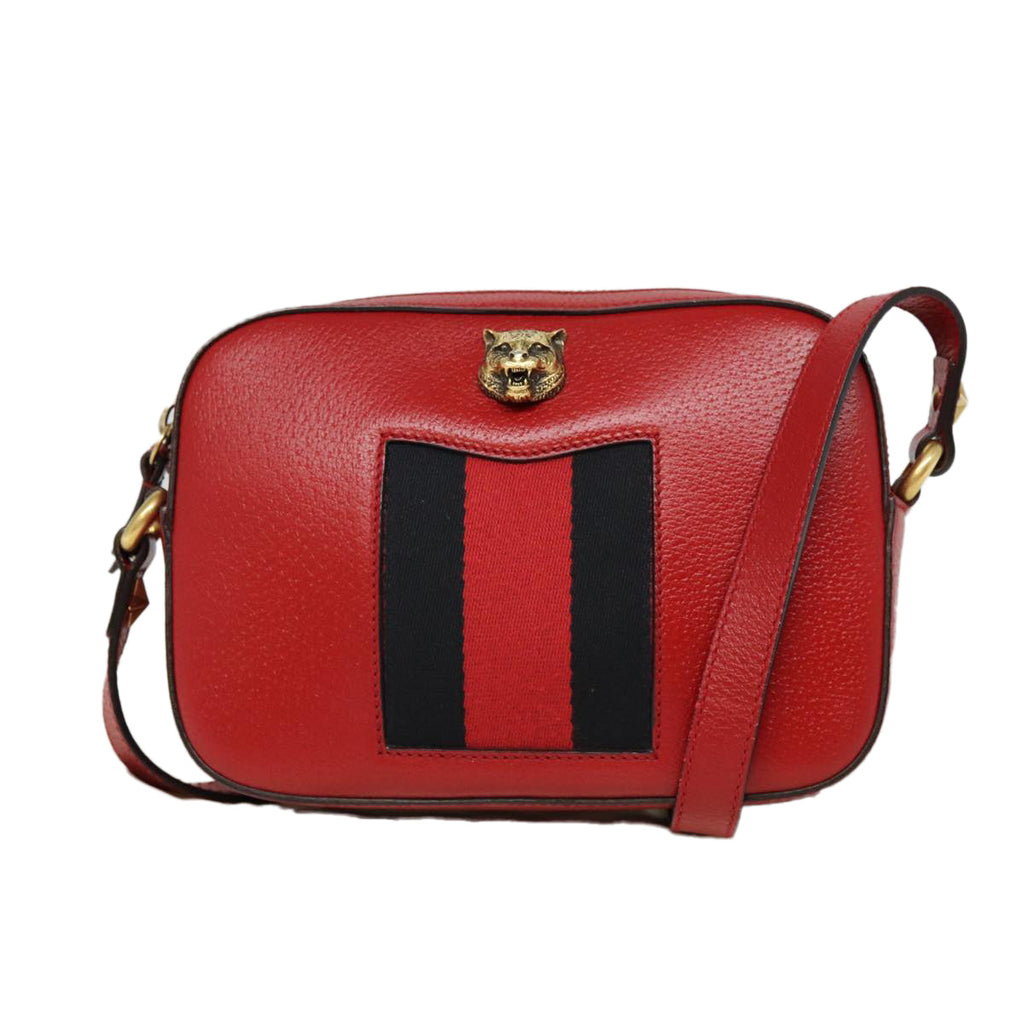 GUCCI Sherry Line Shoulder Bag Leather Gold Red Navy 431284 bs17477
