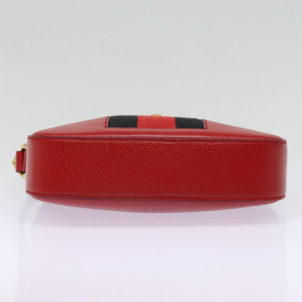 GUCCI Sherry Line Shoulder Bag Leather Gold Red Navy 431284 bs17477