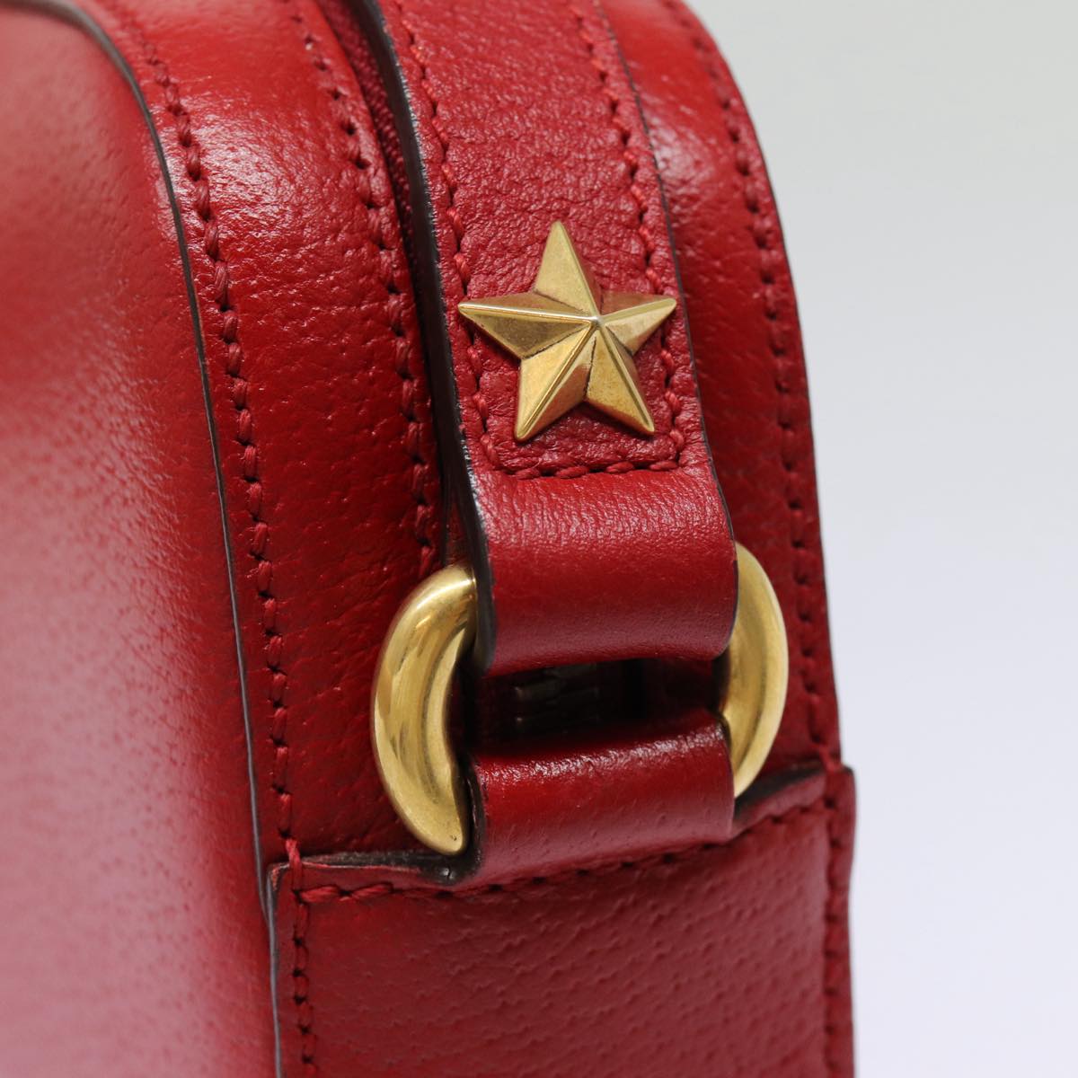 GUCCI Sherry Line Shoulder Bag Leather Gold Red Navy 431284 bs17477