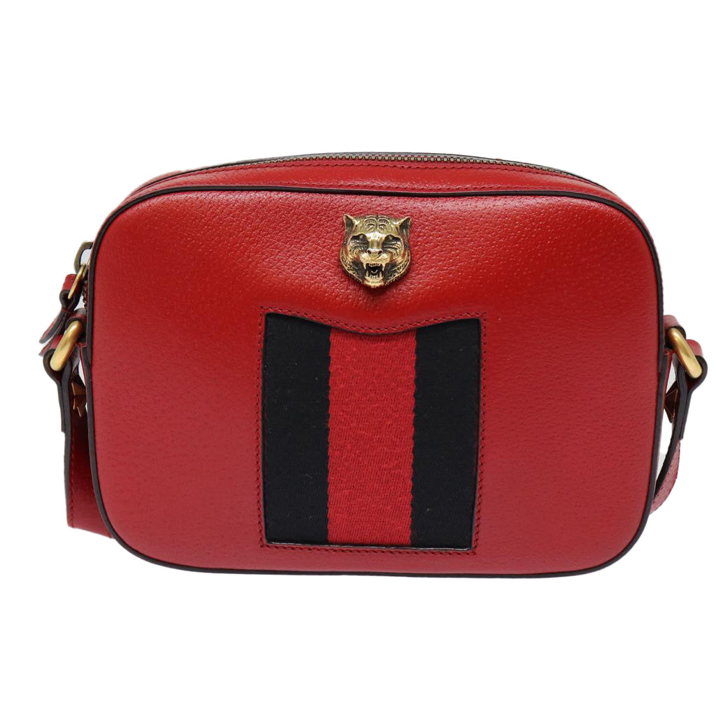 GUCCI Sherry Line Shoulder Bag Leather Gold Red Navy 431284 bs17477