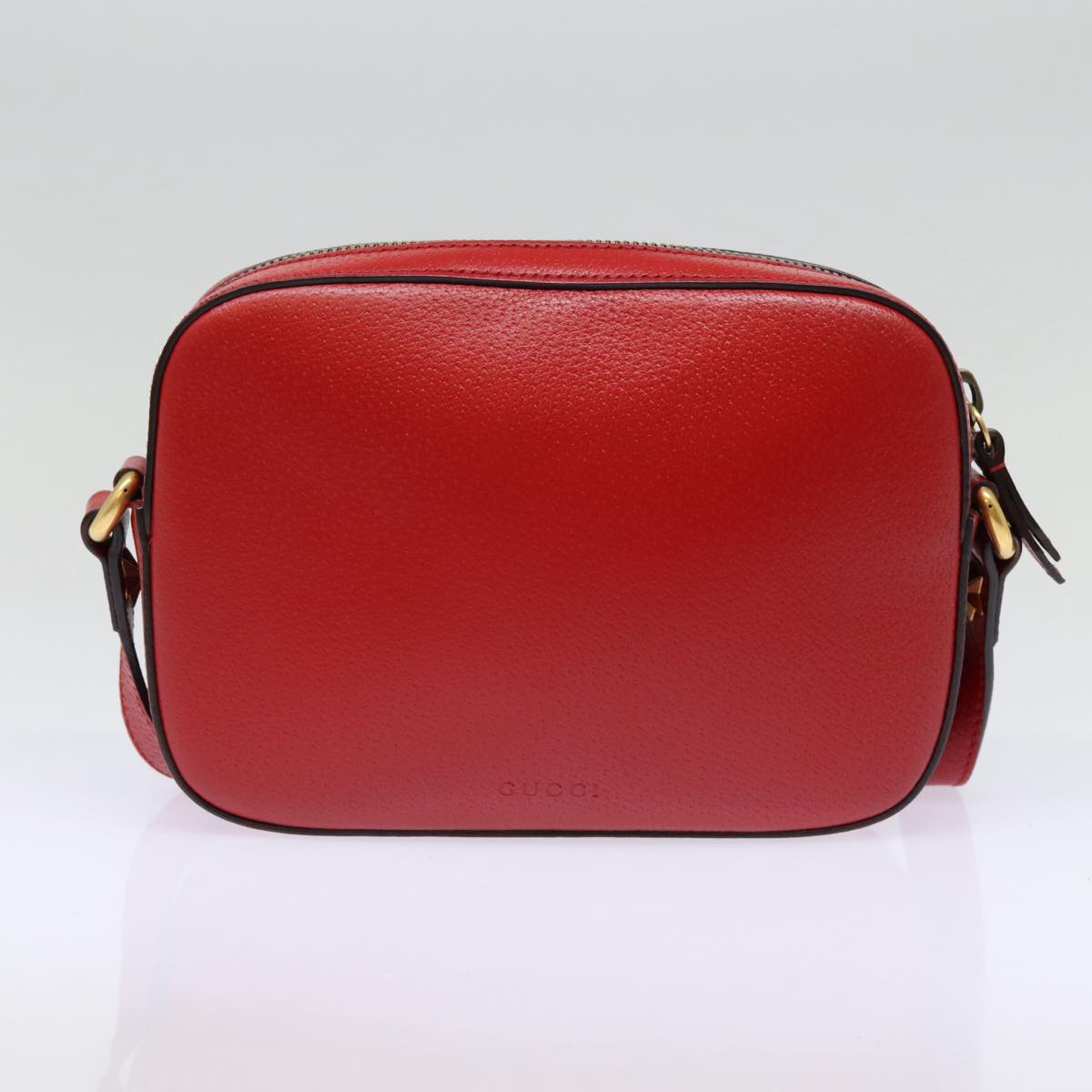 GUCCI Sherry Line Shoulder Bag Leather Gold Red Navy 431284 bs17477