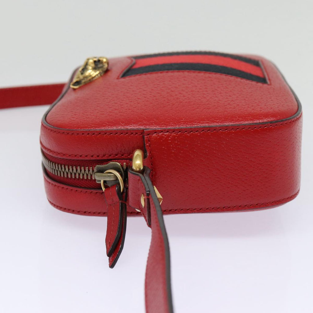 GUCCI Sherry Line Shoulder Bag Leather Gold Red Navy 431284 bs17477