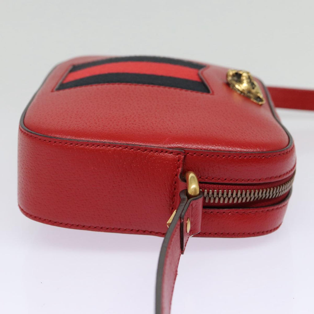 GUCCI Sherry Line Shoulder Bag Leather Gold Red Navy 431284 bs17477