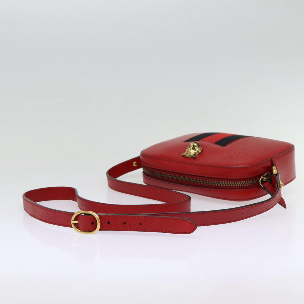 GUCCI Sherry Line Shoulder Bag Leather Gold Red Navy 431284 bs17477