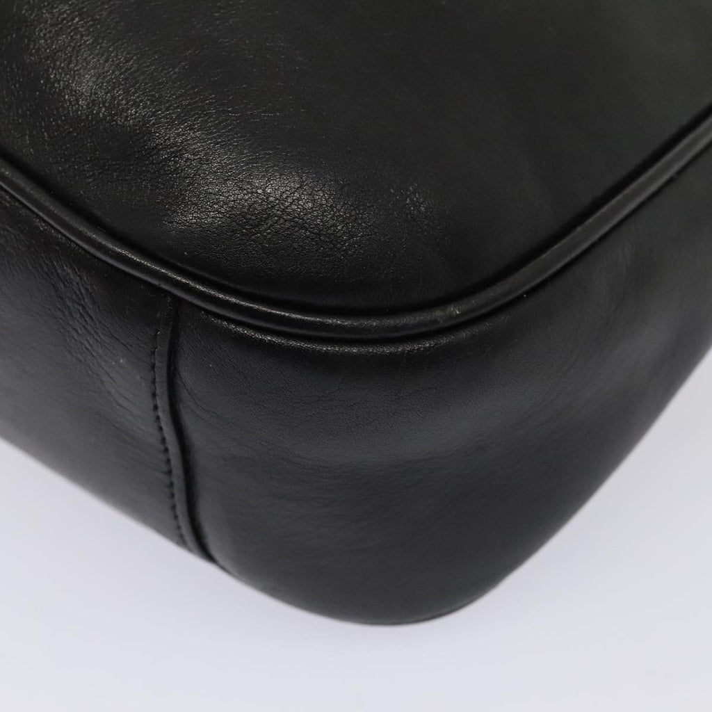 GUCCI Bamboo Hand Bag Leather Black Gold 001 1705 1638 bs17478