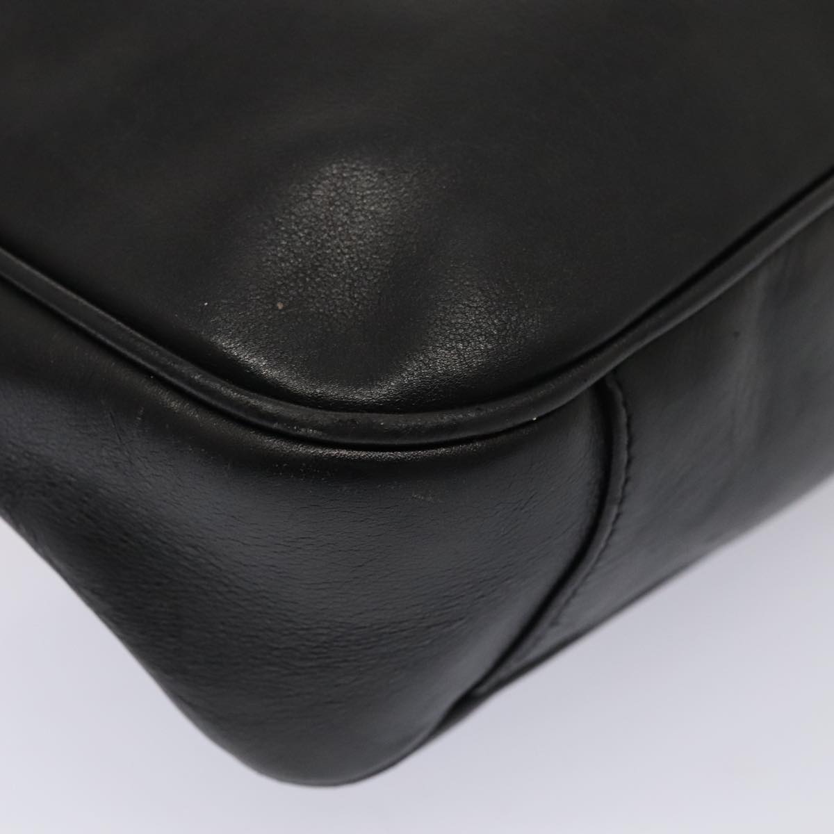 GUCCI Bamboo Hand Bag Leather Black Gold 001 1705 1638 bs17478