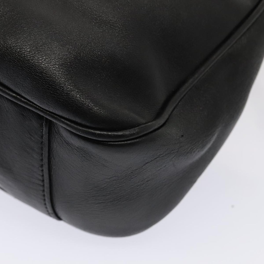 GUCCI Bamboo Hand Bag Leather Black Gold 001 1705 1638 bs17478
