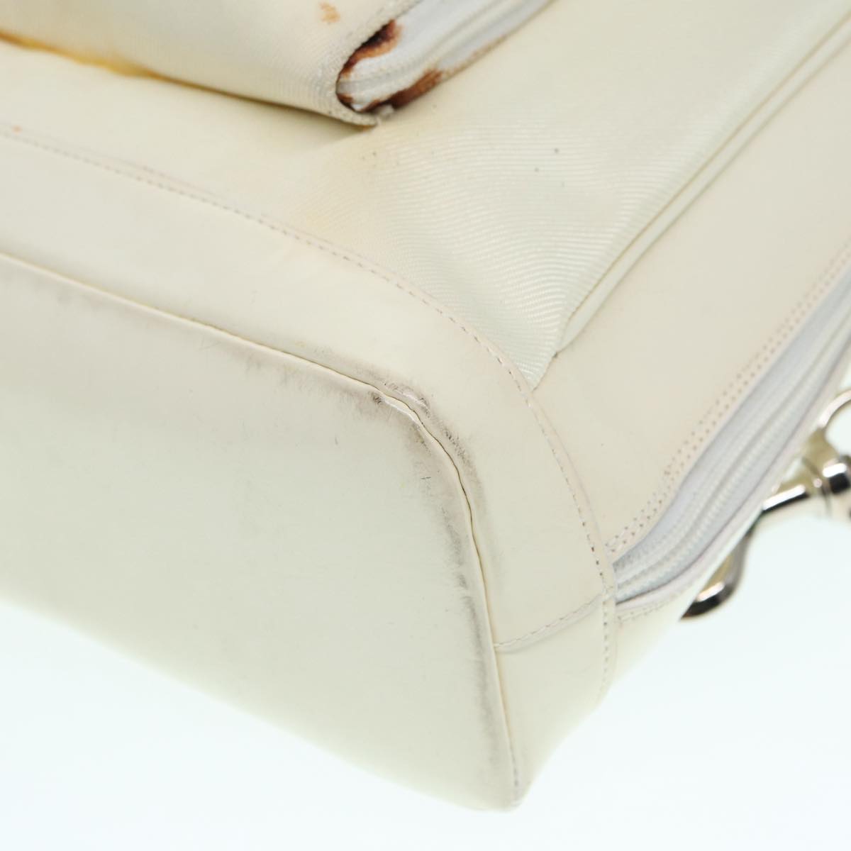 GUCCI Bamboo Shoulder Bag Nylon White Silver 003 2058 0059 5 bs17479