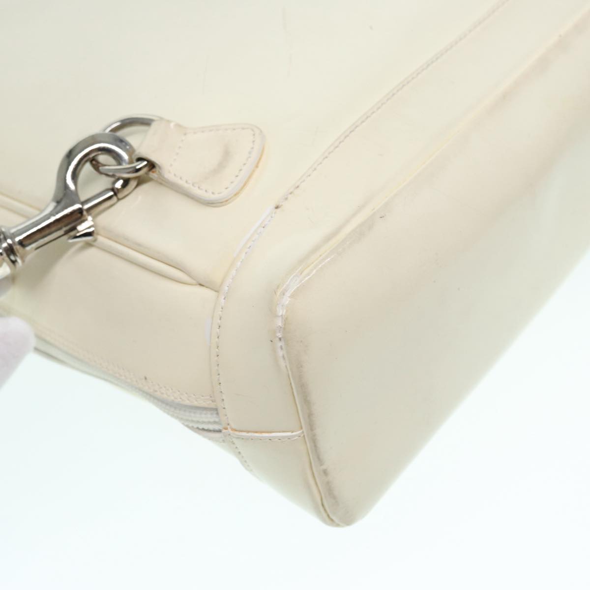 GUCCI Bamboo Shoulder Bag Nylon White Silver 003 2058 0059 5 bs17479