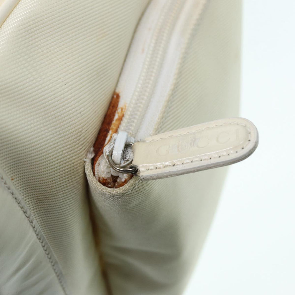 GUCCI Bamboo Shoulder Bag Nylon White Silver 003 2058 0059 5 bs17479
