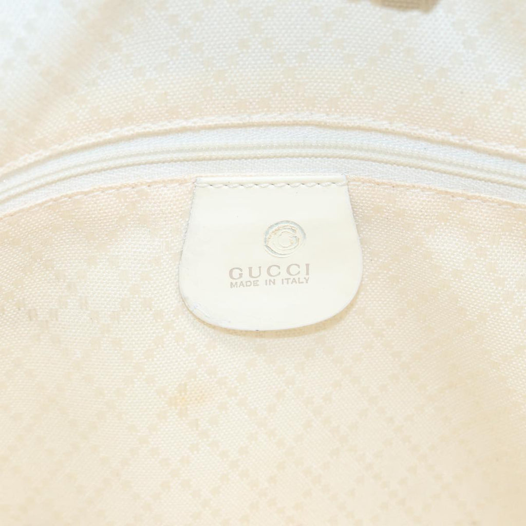 GUCCI Bamboo Shoulder Bag Nylon White Silver 003 2058 0059 5 bs17479