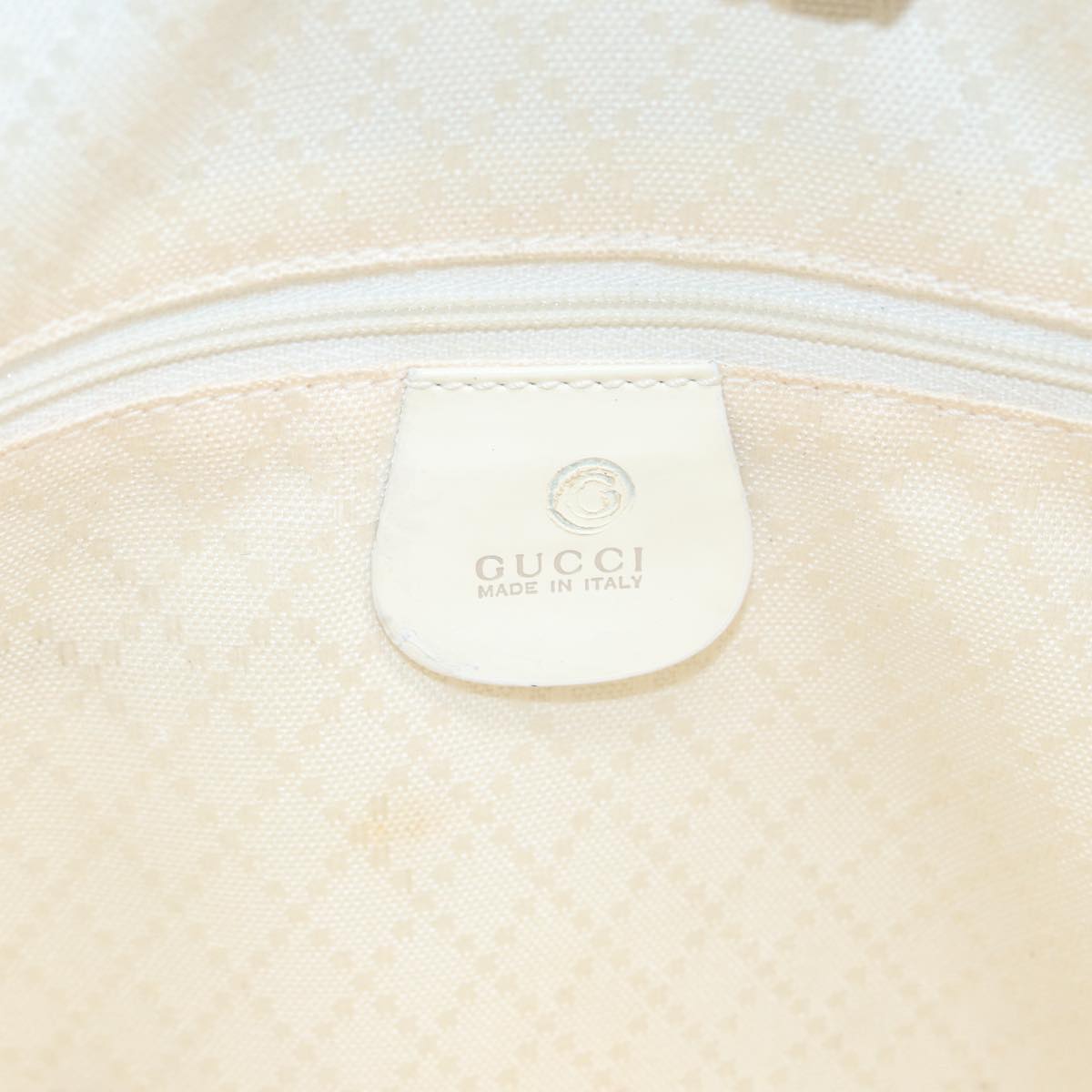 GUCCI Bamboo Shoulder Bag Nylon White Silver 003 2058 0059 5 bs17479