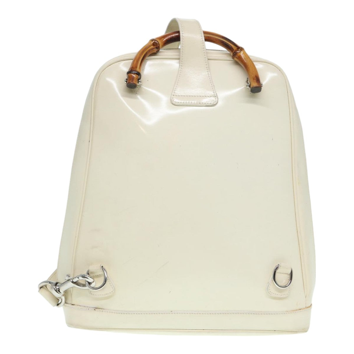 GUCCI Bamboo Shoulder Bag Nylon White Silver 003 2058 0059 5 bs17479