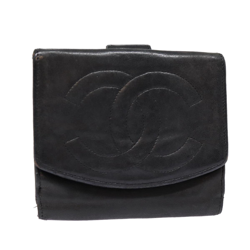 CHANEL Wallet Leather Black Gold CC bs17493