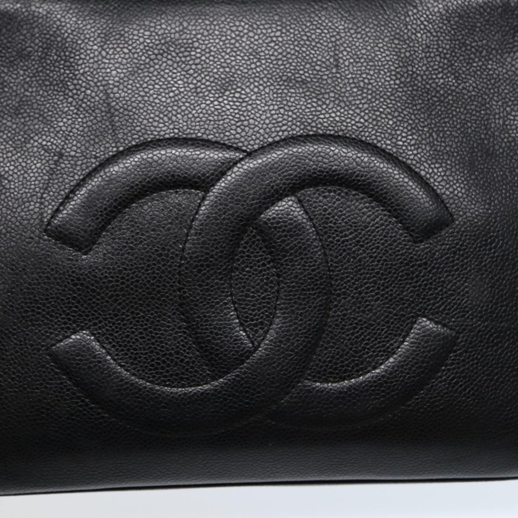 CHANEL Tote Bag Caviar Skin Black Gold CC bs17526