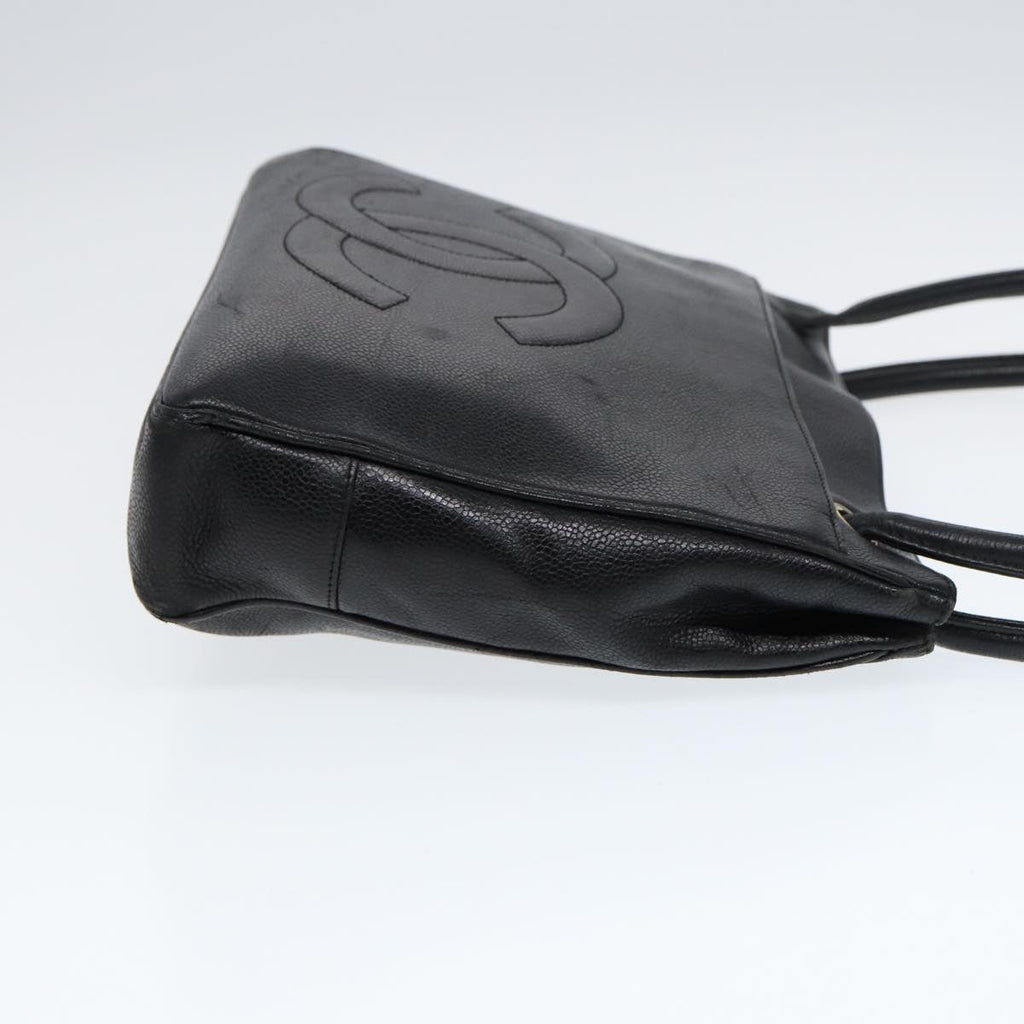 CHANEL Tote Bag Caviar Skin Black Gold CC bs17526