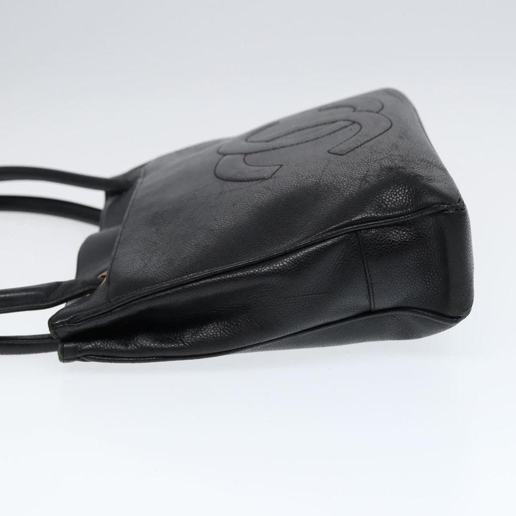 CHANEL Tote Bag Caviar Skin Black Gold CC bs17526