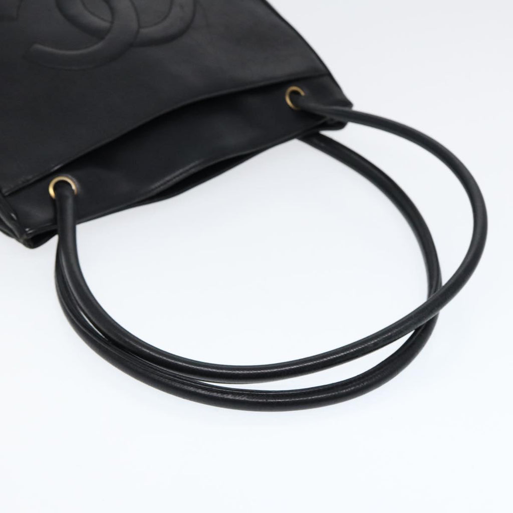 CHANEL Tote Bag Caviar Skin Black Gold CC bs17526