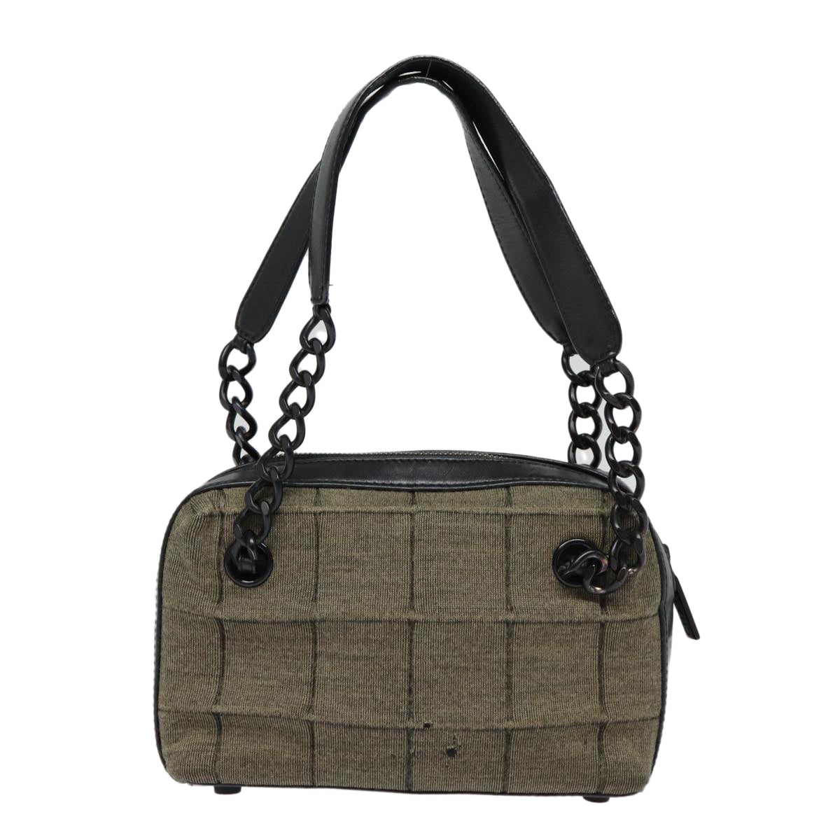 CHANEL Choco Bar Chain Hand Bag Cotton Gray CC bs17534