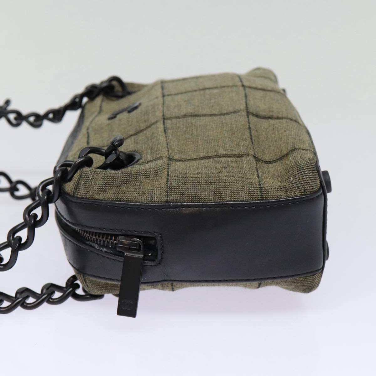 CHANEL Choco Bar Chain Hand Bag Cotton Gray CC bs17534