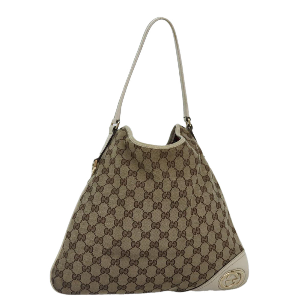 GUCCI GG Canvas Shoulder Bag Beige Gold 169947 bs17560