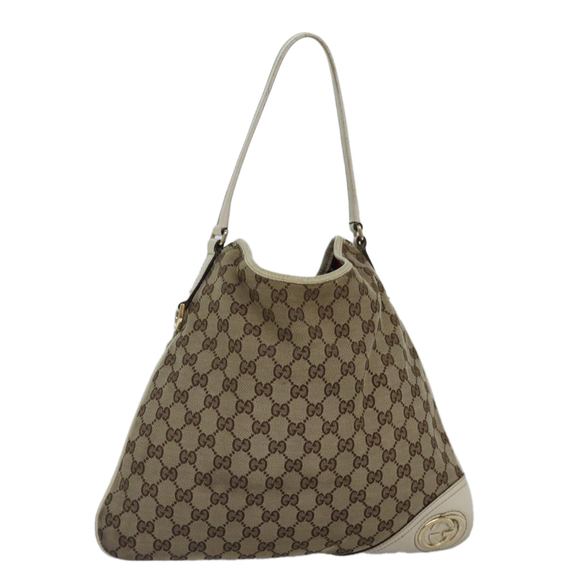 GUCCI GG Canvas Shoulder Bag Beige Gold 169947 bs17560