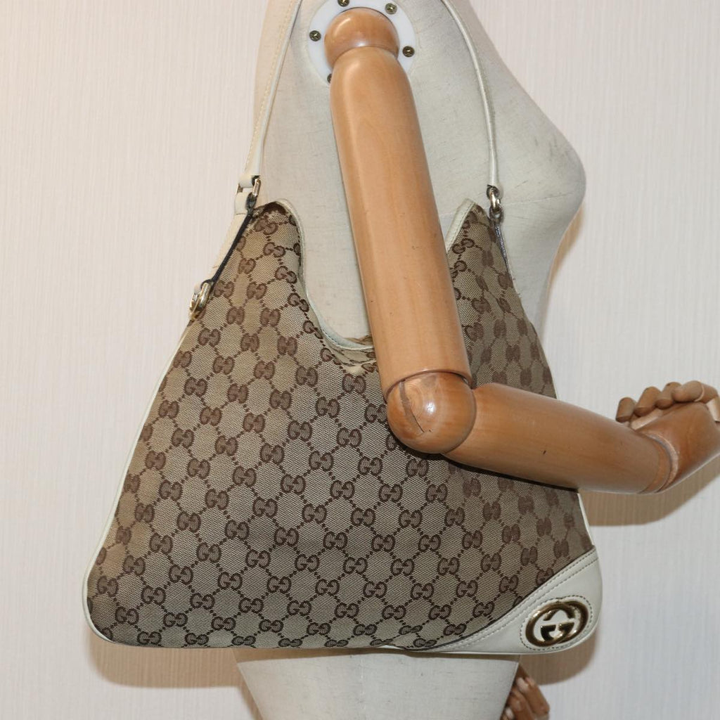 GUCCI GG Canvas Shoulder Bag Beige Gold 169947 bs17560