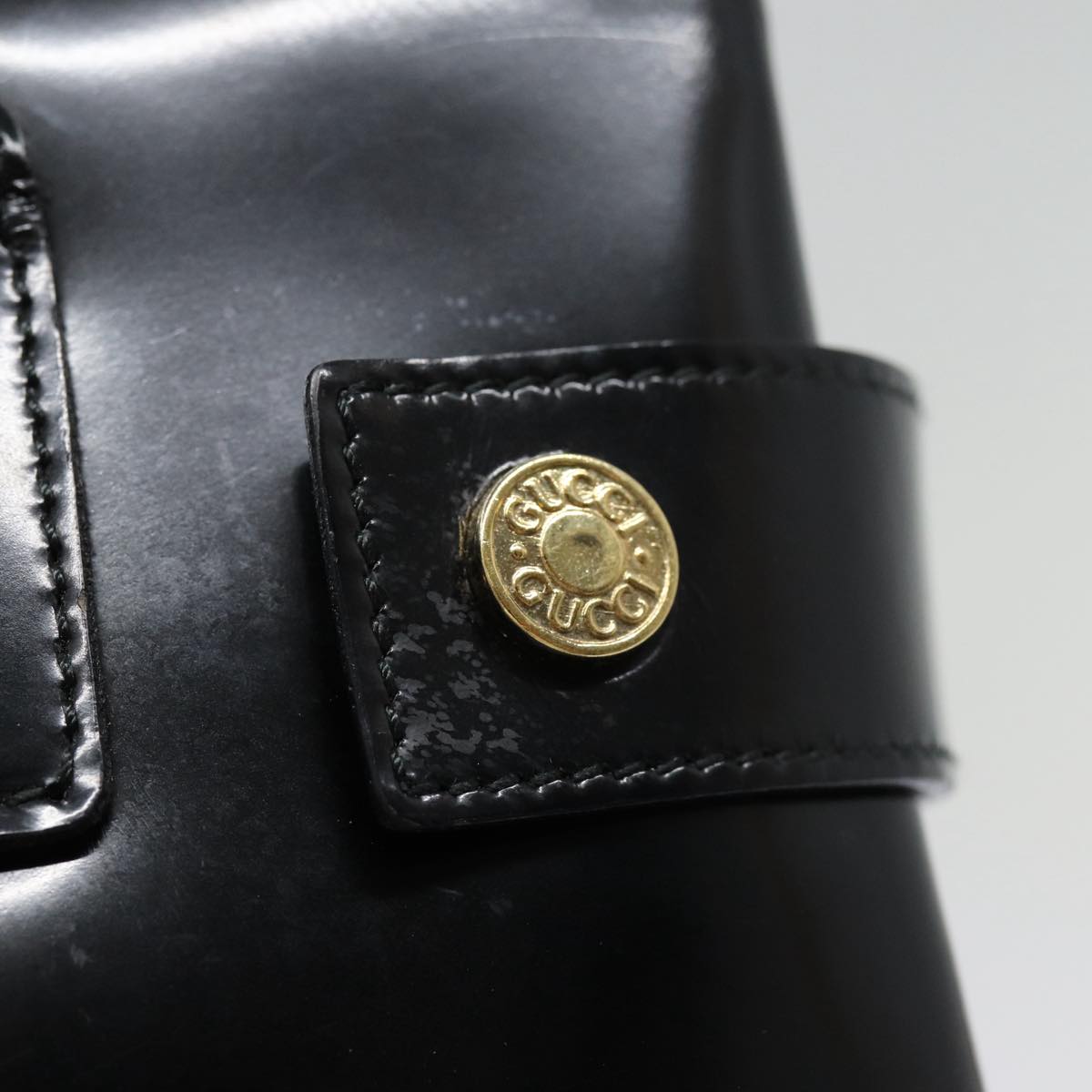 GUCCI Hand Bag Leather Black Gold 000 1118 0503 bs17561