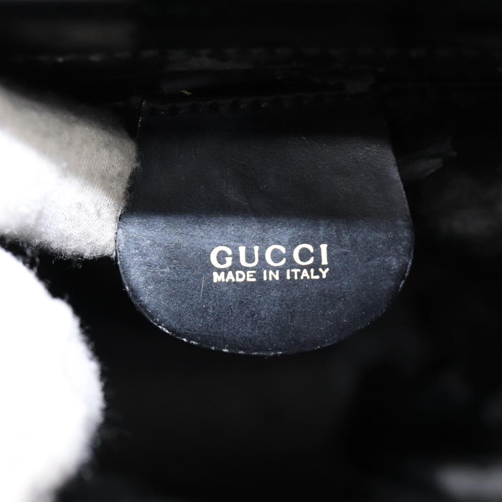 GUCCI Hand Bag Leather Black Gold 000 1118 0503 bs17561