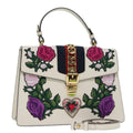 GUCCI Silvi Sherry Line Hand Bag Leather 2way White Gold Red 431665 bs17582