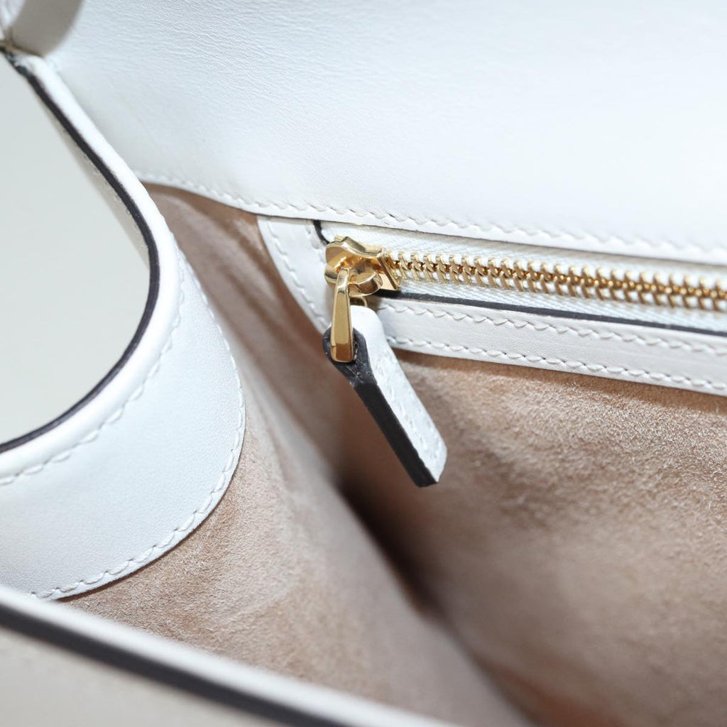 GUCCI Silvi Sherry Line Hand Bag Leather 2way White Gold Red 431665 bs17582