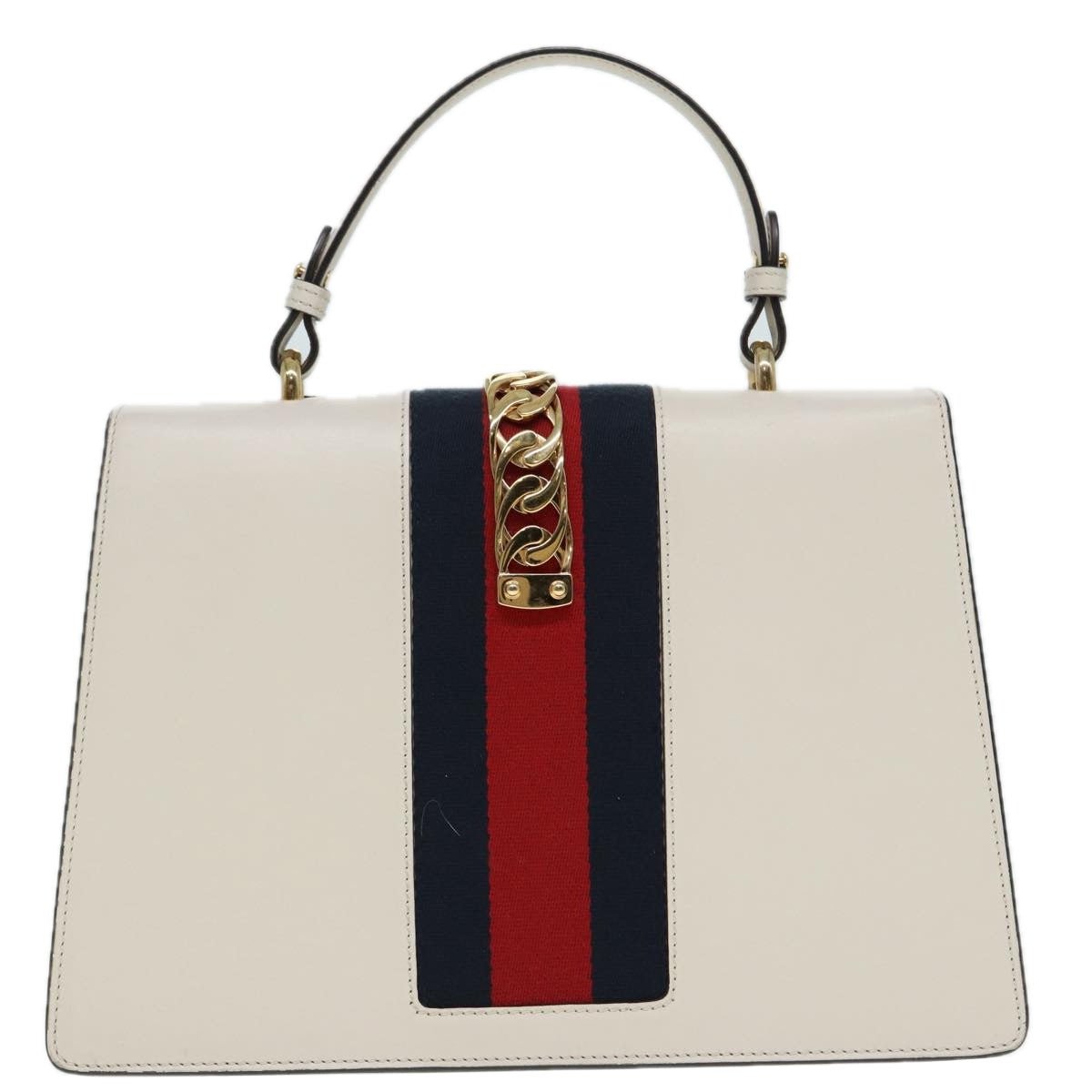 GUCCI Silvi Sherry Line Hand Bag Leather 2way White Gold Red 431665 bs17582
