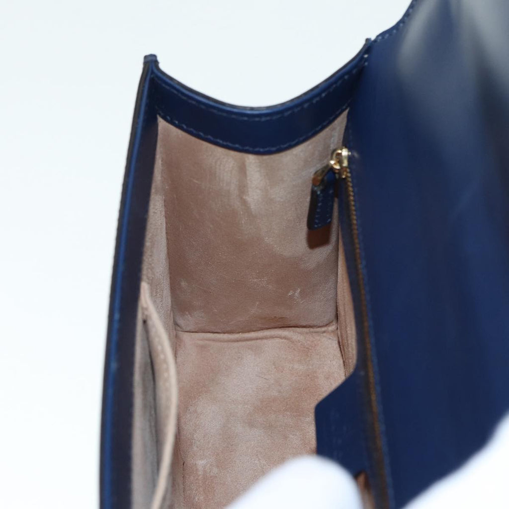 GUCCI Silvi Web Sherry Line Shoulder Bag Leather Navy Gold 421882 bs17583