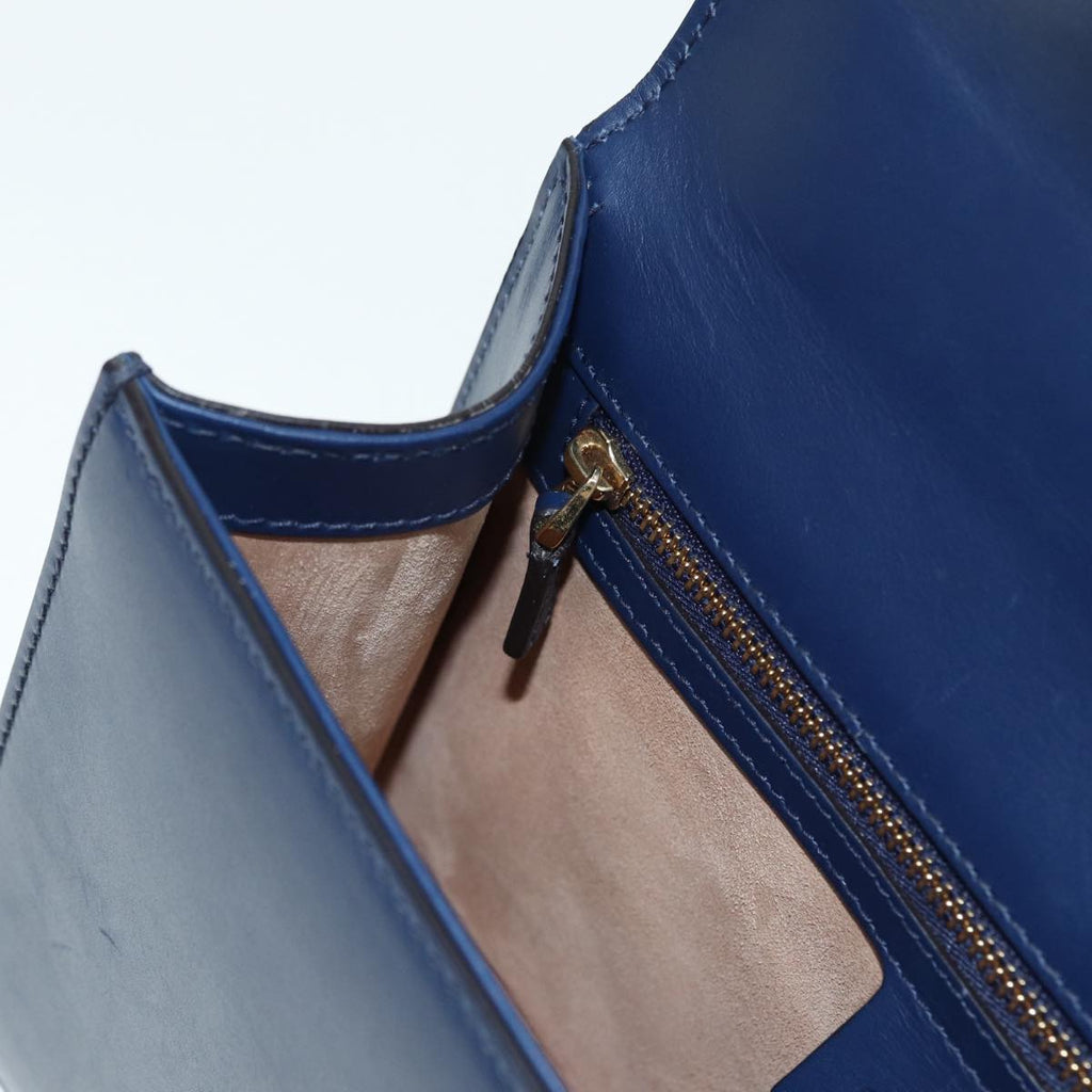 GUCCI Silvi Web Sherry Line Shoulder Bag Leather Navy Gold 421882 bs17583