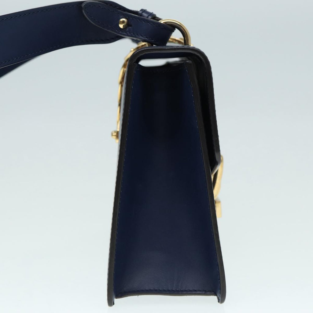 GUCCI Silvi Web Sherry Line Shoulder Bag Leather Navy Gold 421882 bs17583