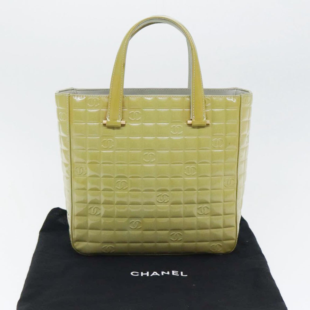 CHANEL Hand Bag Patent leather Yellow Gold CC bs17592